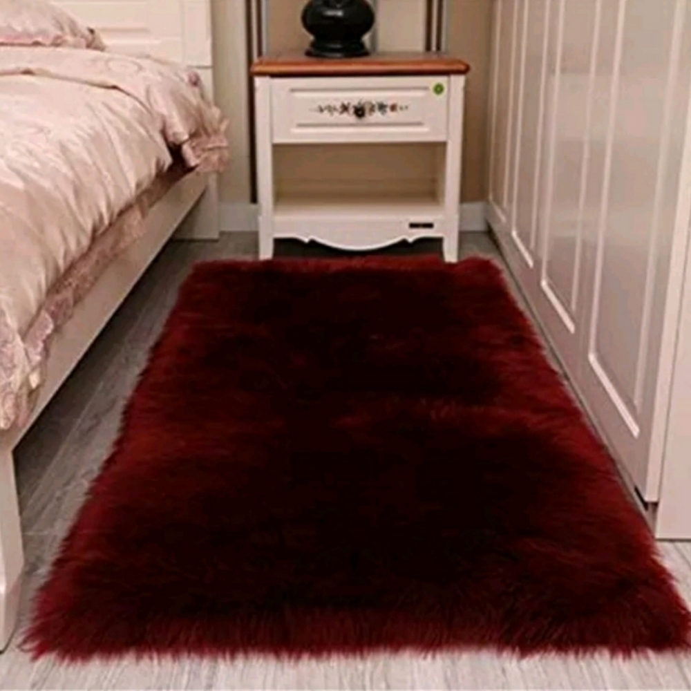 Red Wine Faux Fur Rug 3'x5'